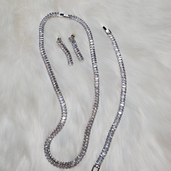 Cz baguette necklace set ✨️ sterling - Picture 8 of 8